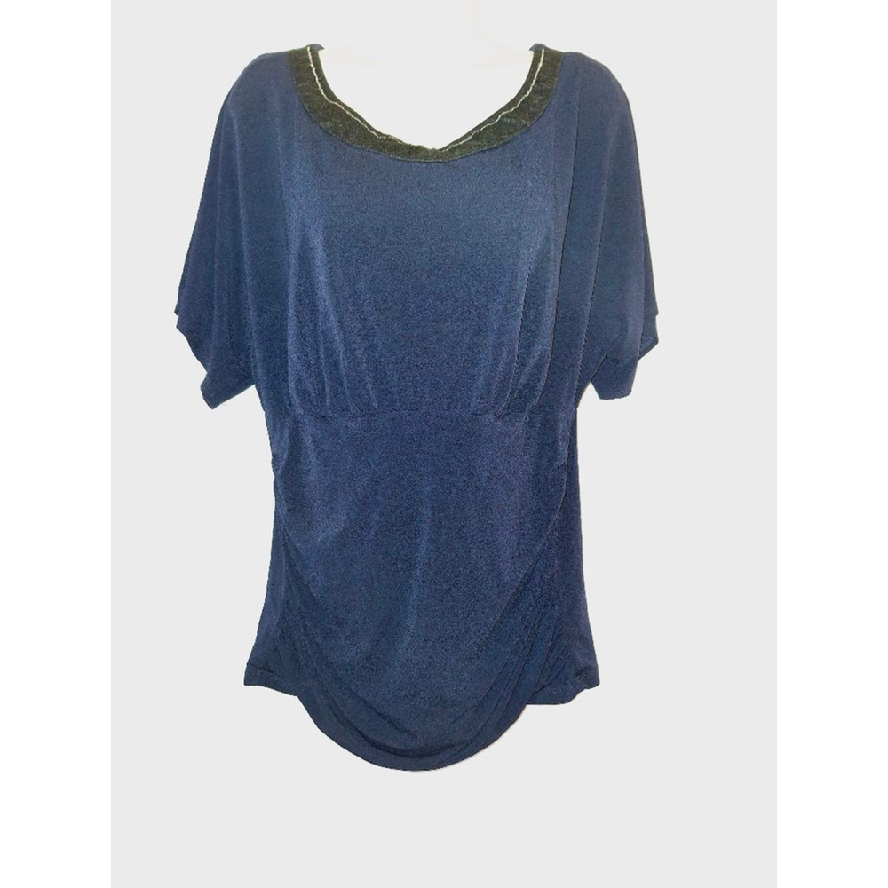 ALYX vtg empire waist evening stretch sz 1X Blue black career y2k rare top